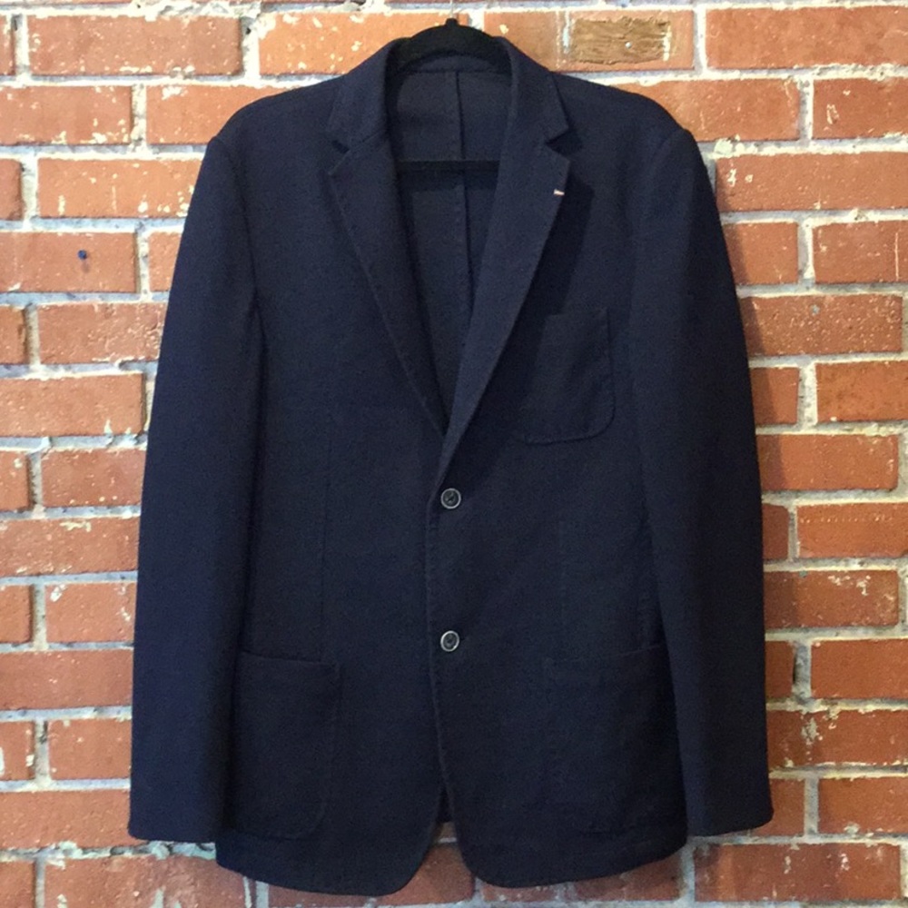 Luchiano Visconti Knit blue sport coat size M